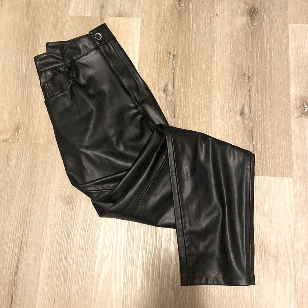 NEW ZARA straight leg faux leather pants
